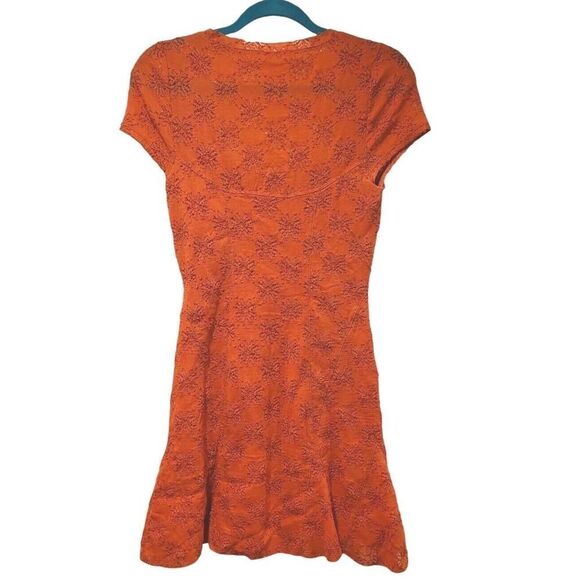Free People Womens Daisy Godet Lace Mini Dress Red Coral Floral Boho | S | EUC - Picture 5 of 12